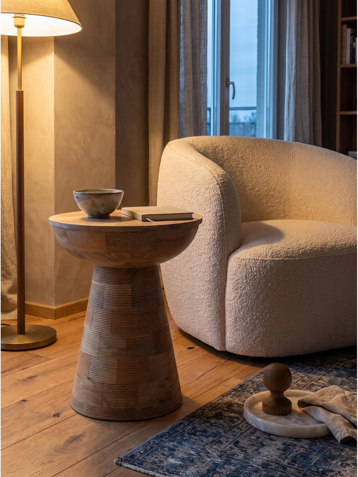 BEISTELLTISCH JELSA, Mango Massivholz, Ø 37 x 45 cm - Hellbraun/Braun, Holz (37/37/45cm) - KADIMA DESIGN