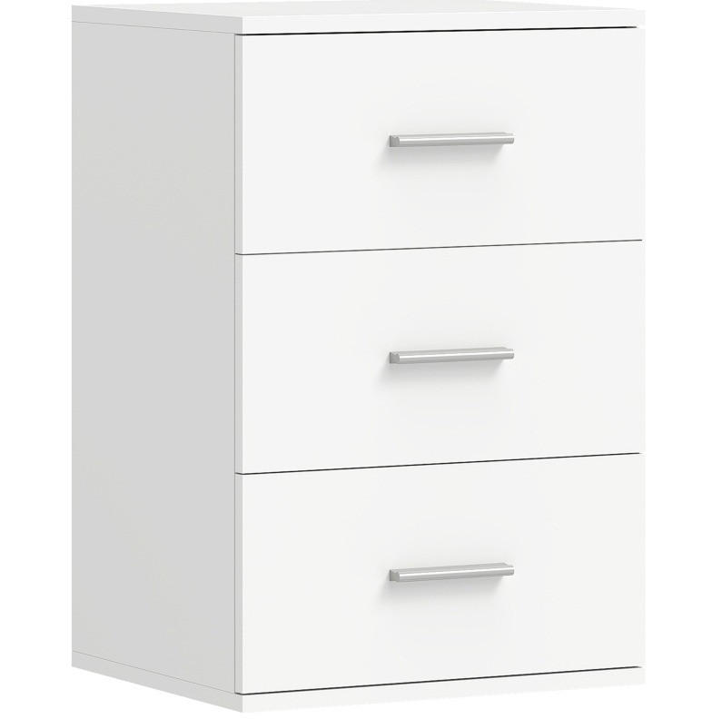 Modfu NOČNÍ stolek z MDF 40x35x60 cm bílý se 3 zásuvkami a melaminovým povrchem