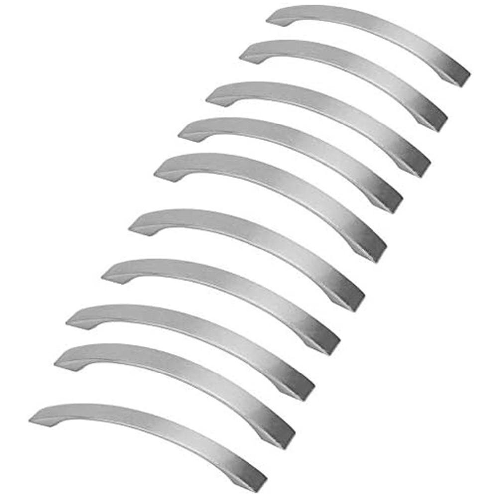 KÜCHENGRIFF Chrom 10er-Set Lochabstand 96 mm gebürstetes Nickel - Silberfarben, Metall (2/3/12.4cm)
