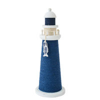 DEKOOBJEKT LEUCHTTURM - Blau, Holz (14/40/14cm) - J-Line