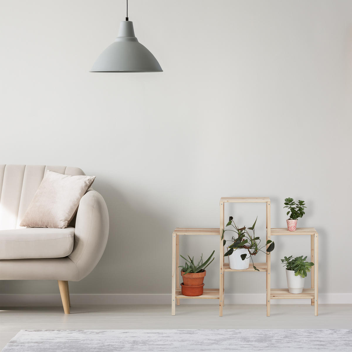 PFLANZENREGAL - Hellbraun, Holz (89/70/27cm) - Relaxdays