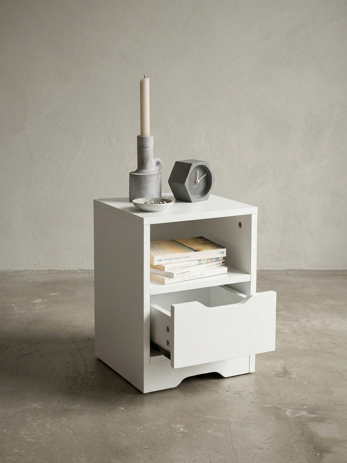 NACHTTISCH Modern Schublade Ablage Kratzfest ILM, Weiß 31x31x43 cm - Weiß, Holz (31/43/31cm) - KADIMA DESIGN