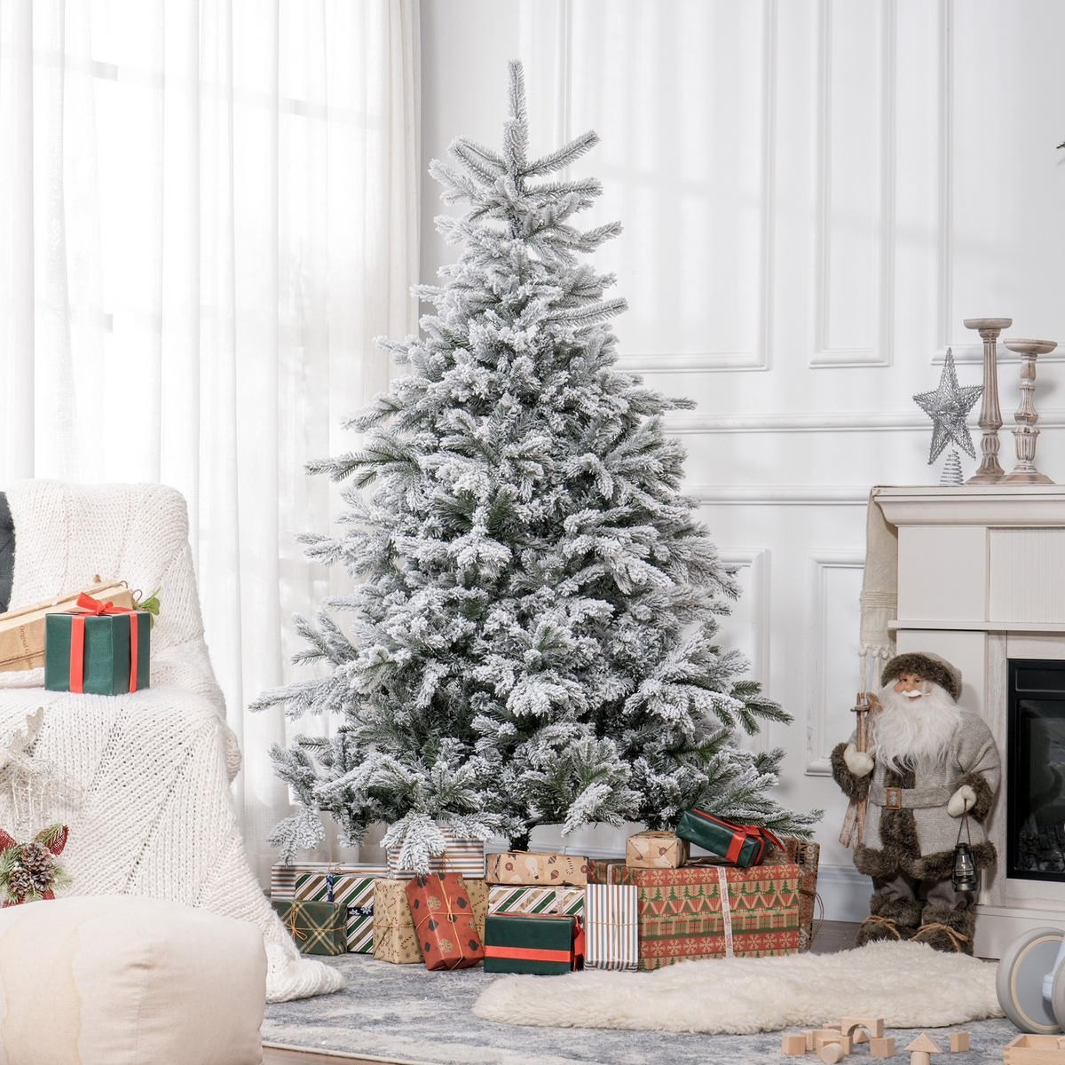 KÜNSTLICHER Weihnachtsbaum, 180 cm Christbaum mit 1321 Spitzen für Weihnachten - Grün, Kunststoff (180cm) - HOMCOM