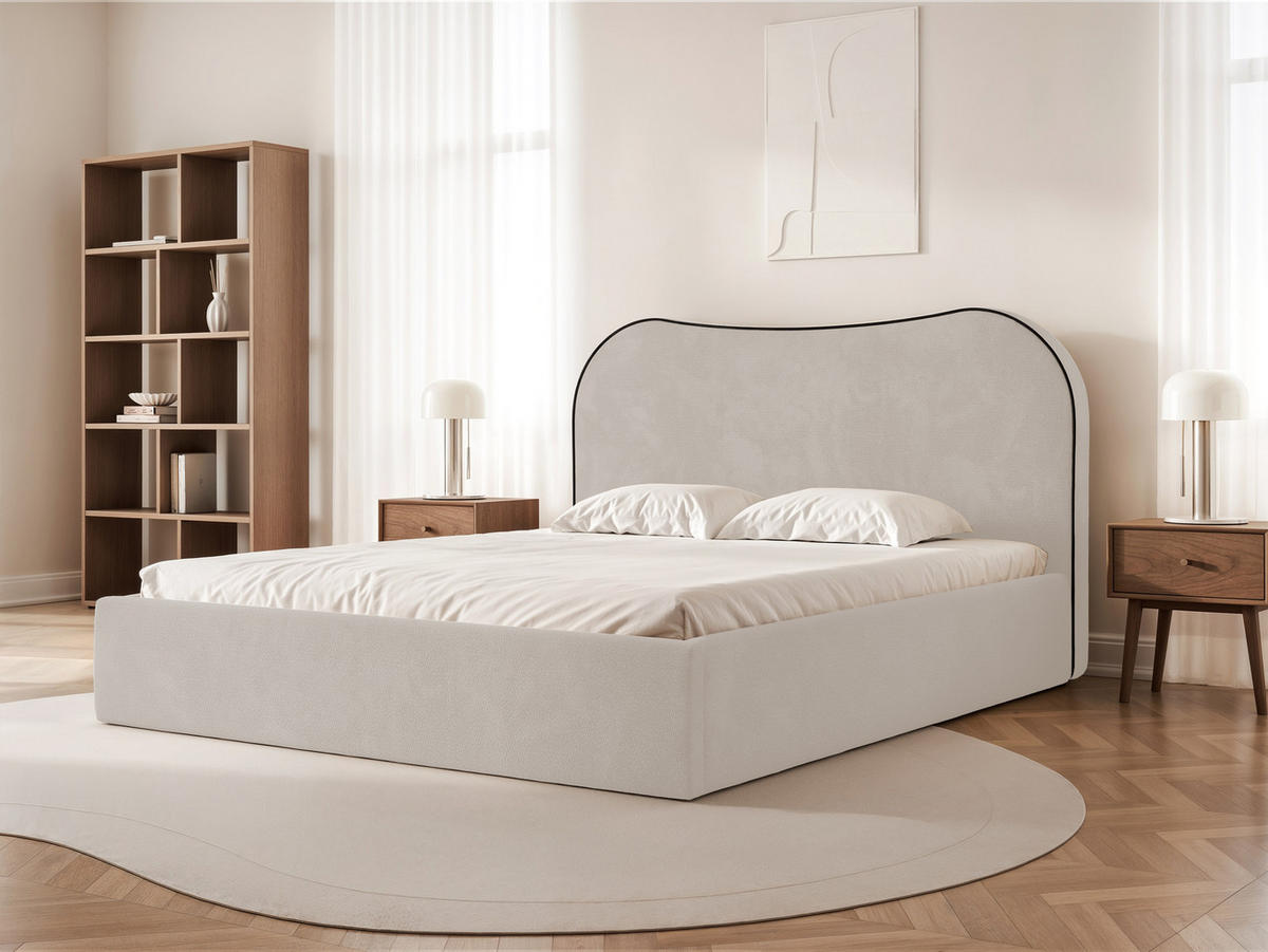 POLSTERBETT Rotello 120x200 cm Hellgrau Chenille Stoff – (Bettkasten, Lattenrost) - Hellgrau, Holz/Holzwerkstoff (120/200cm) - Ravio