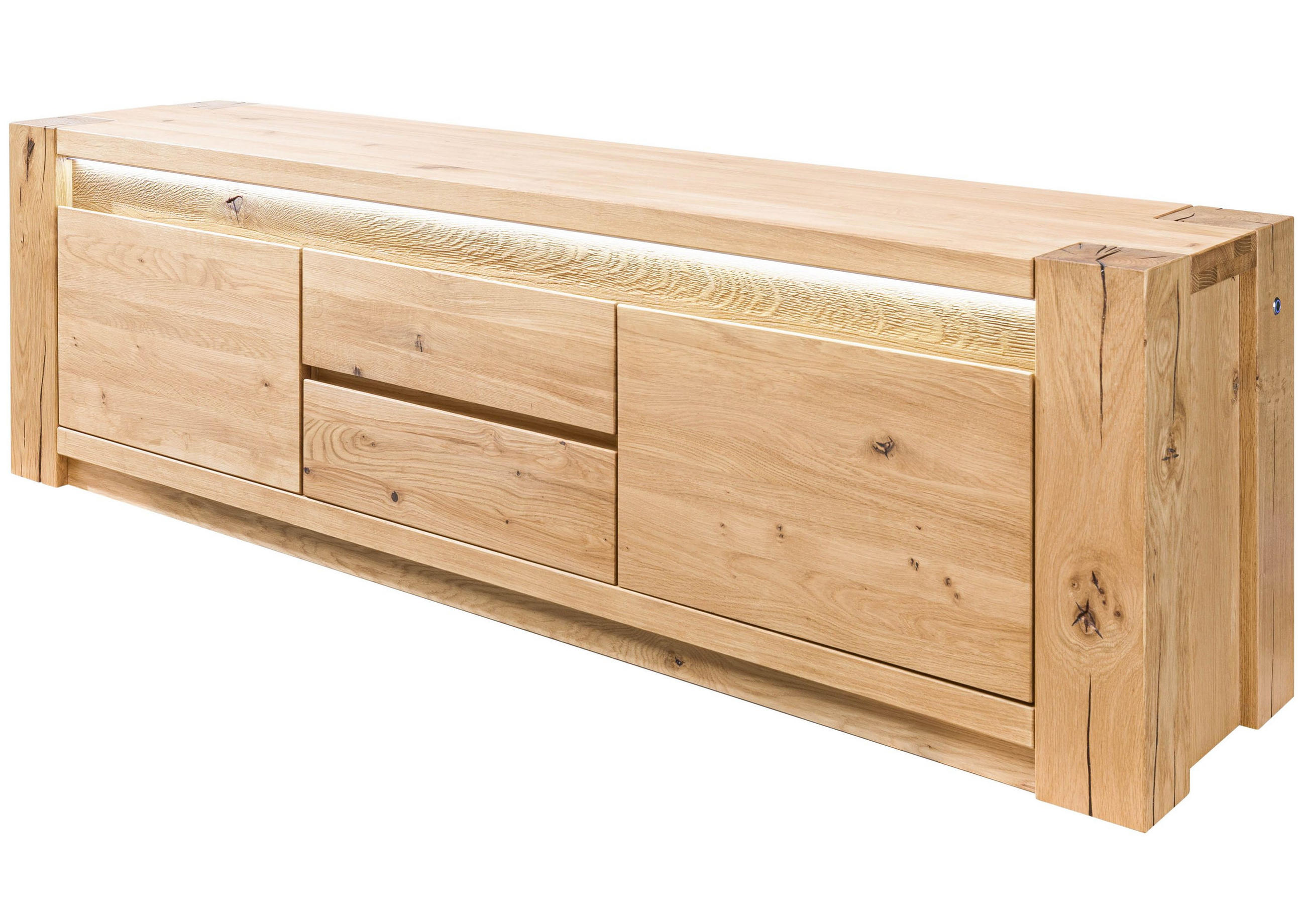 TV-BOARD Wildeiche 173x40x53 beige geölt KENT #210 - Beige, Holz (173/53/40cm) - Massivmoebel24