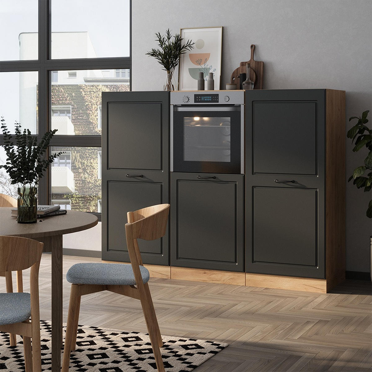KUHINJSKI BLOK R-Line Antracitna podeželska hiša/zlati hrast 180 cm brez delovne plošče - medeni hrast/antracit, leseni material (180/143/46cm) - Vicco