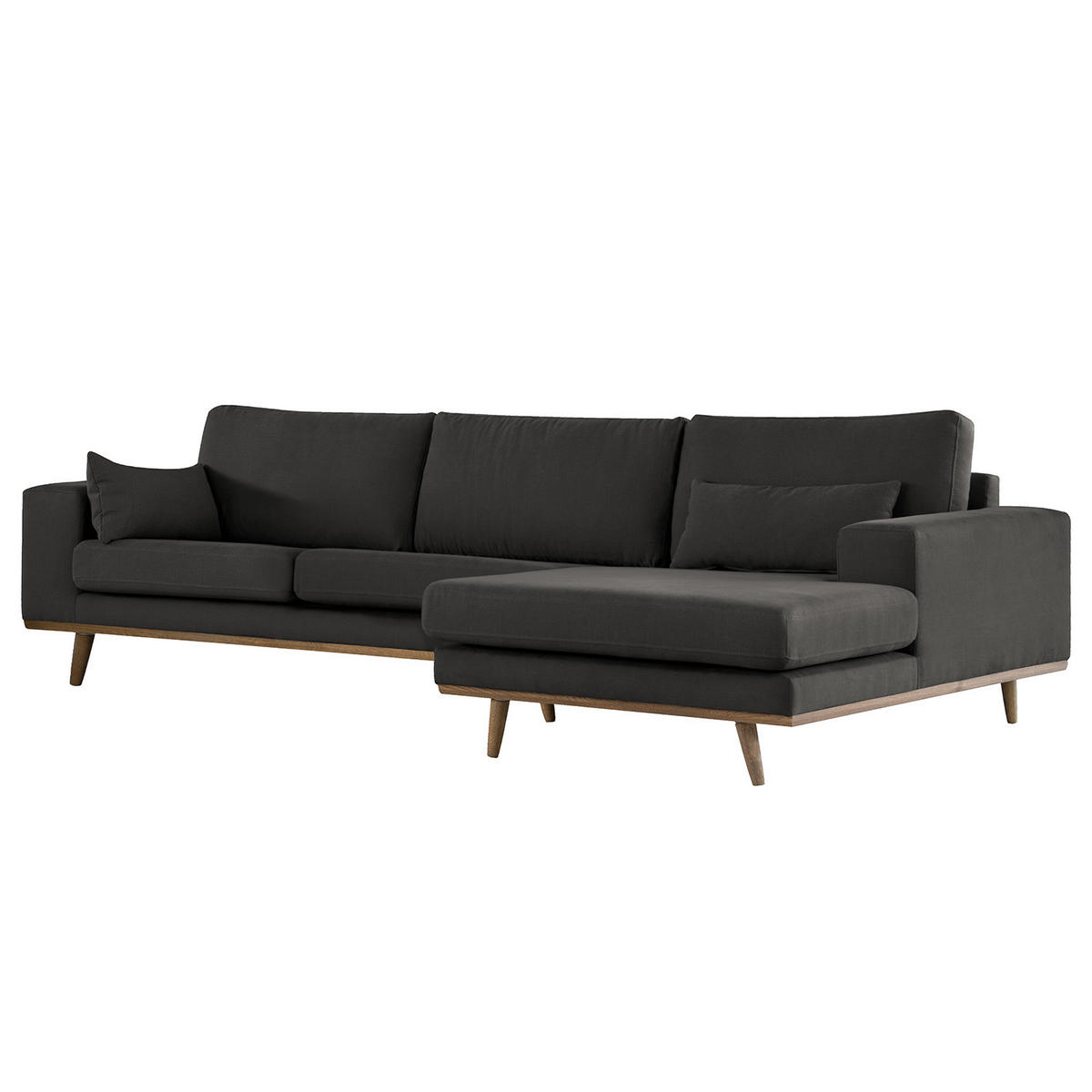 ECKSOFA mit Longchair - Eichefarben/Anthrazit, Naturmaterialien/Eichenholz (281/153cm) - home24