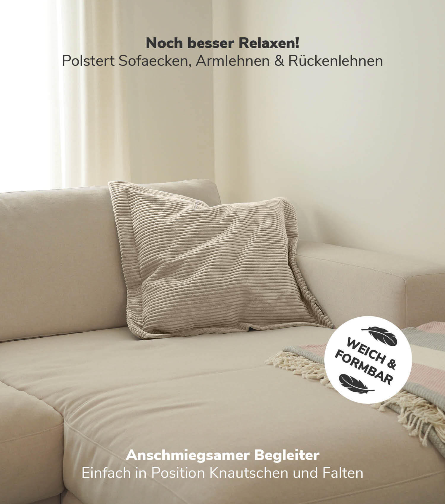 SOFAKISSEN Das Wölkchen - Beige, Textil (70/8cm) - Mokebo