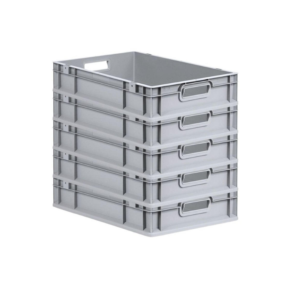 EUROBOX 5x Nextgen Economy Mit Scharnierdeckel Grau/Rot Griffe Offen 23 Liter - Rot, Kunststoff (40/12/60cm) - PROREGAL