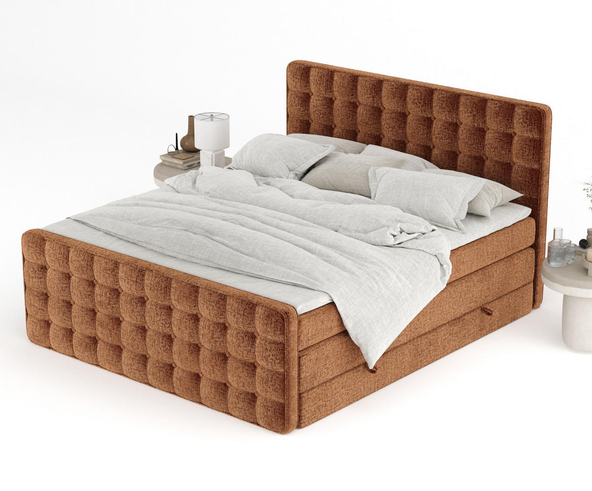 BOXSPRINGBETT Velouria Kupferfarbe 140/200 cm - Schwarz/Kupferfarben, Holz/Holzwerkstoff (140/200cm) - Maison de Reve