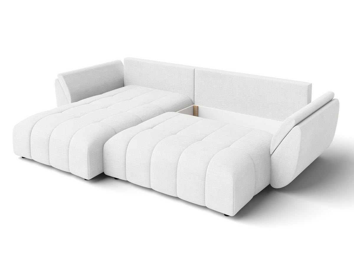 ECKSOFA L Form Verciani Weiß 266/190/91 cm mit Schlaffunktion - Schwarz/Weiß, Kunststoff/Textil (266/190cm) - AX Living