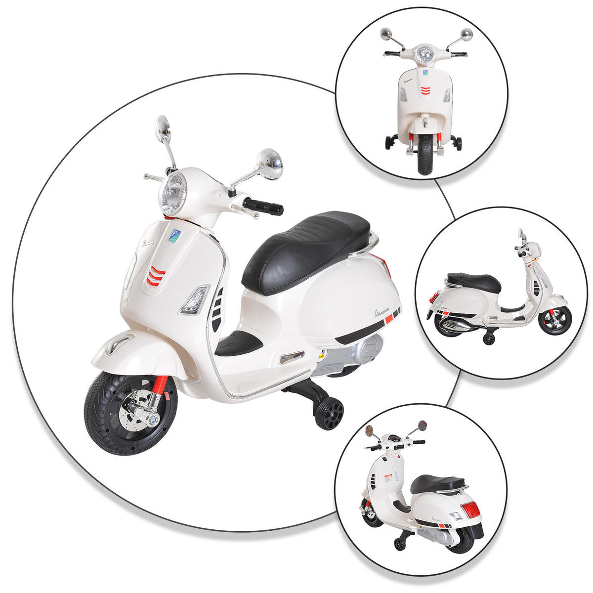 ELEKTRO-KINDERAUTO DE-12988 Stützräder Weiß - Weiß, Kunststoff (102/50.5/75.5cm) - ComfortXL