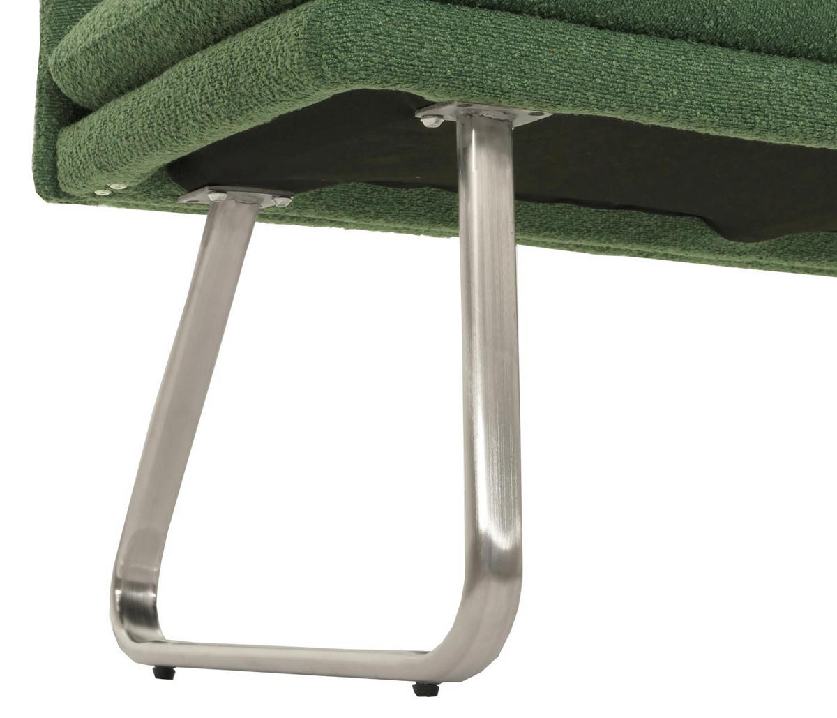 SITZBANK 93x180x58cm Sitzhöhe 51cm Lehne Stoff/Textil Bouclé Edelstahl gebürstet 180cm Grün - Grün, Textil (180/93/58cm) - BERLINLODGE