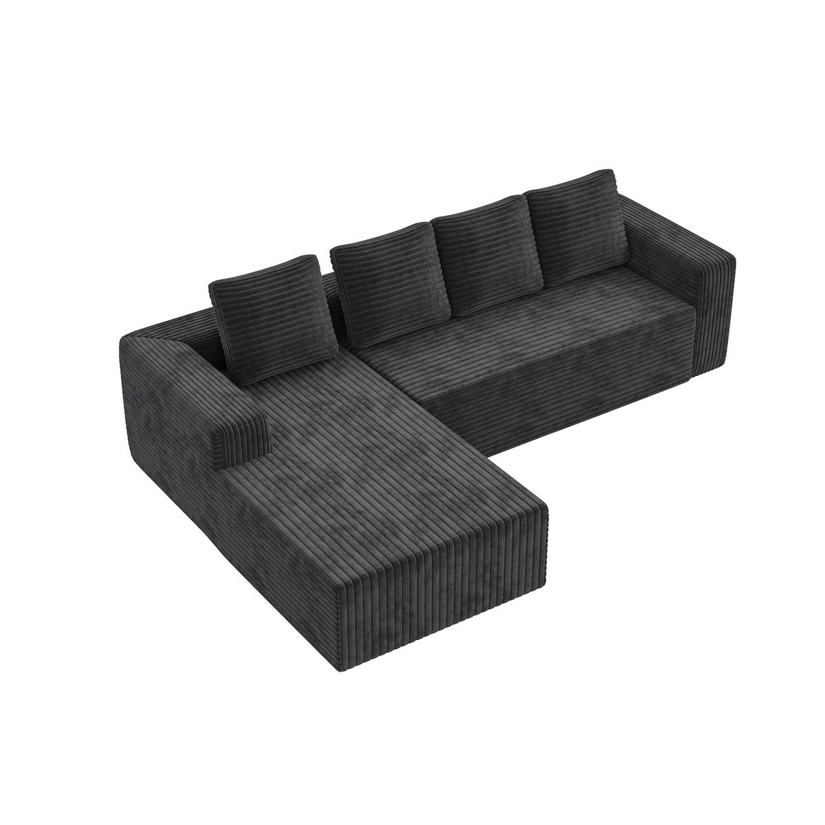 ECKSOFA Cloud L-Form mit rechter Chaise, DE-42592, Grau - Grau, Textil (261/168cm)