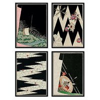 POSTER Set mit 4 von Blättern dunkle Töne japanischen Magazins Shin Bijutsukai A3 Rahmenlos - Klar, Papier (29.7/3cm) - Nacnic