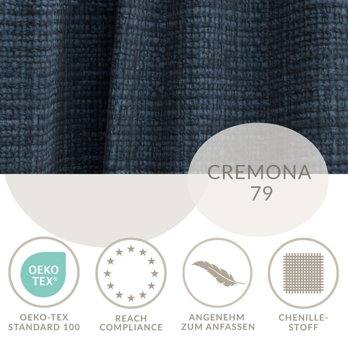 WOHNLANDSCHAFT Deseo Dunkelblau-Grau Chenille-Stoff - Schwarz/Dunkelblau, Holz/Holzwerkstoff (398/70/148cm) - Maison de Reve