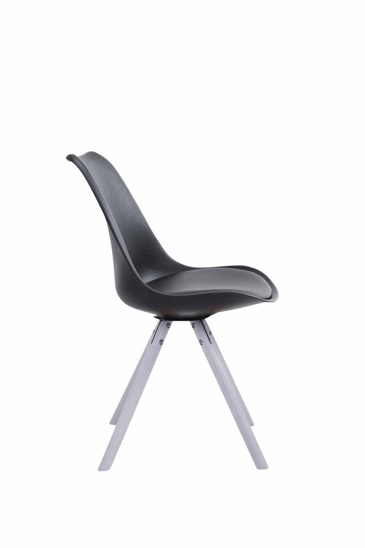 BESUCHERSTUHL Toulon Kunstleder, Gestell Buchenholz Weiß rund Schwarz - Schwarz/Weiß, Holz/Buchenholz (48/83/56cm) - TPFLiving