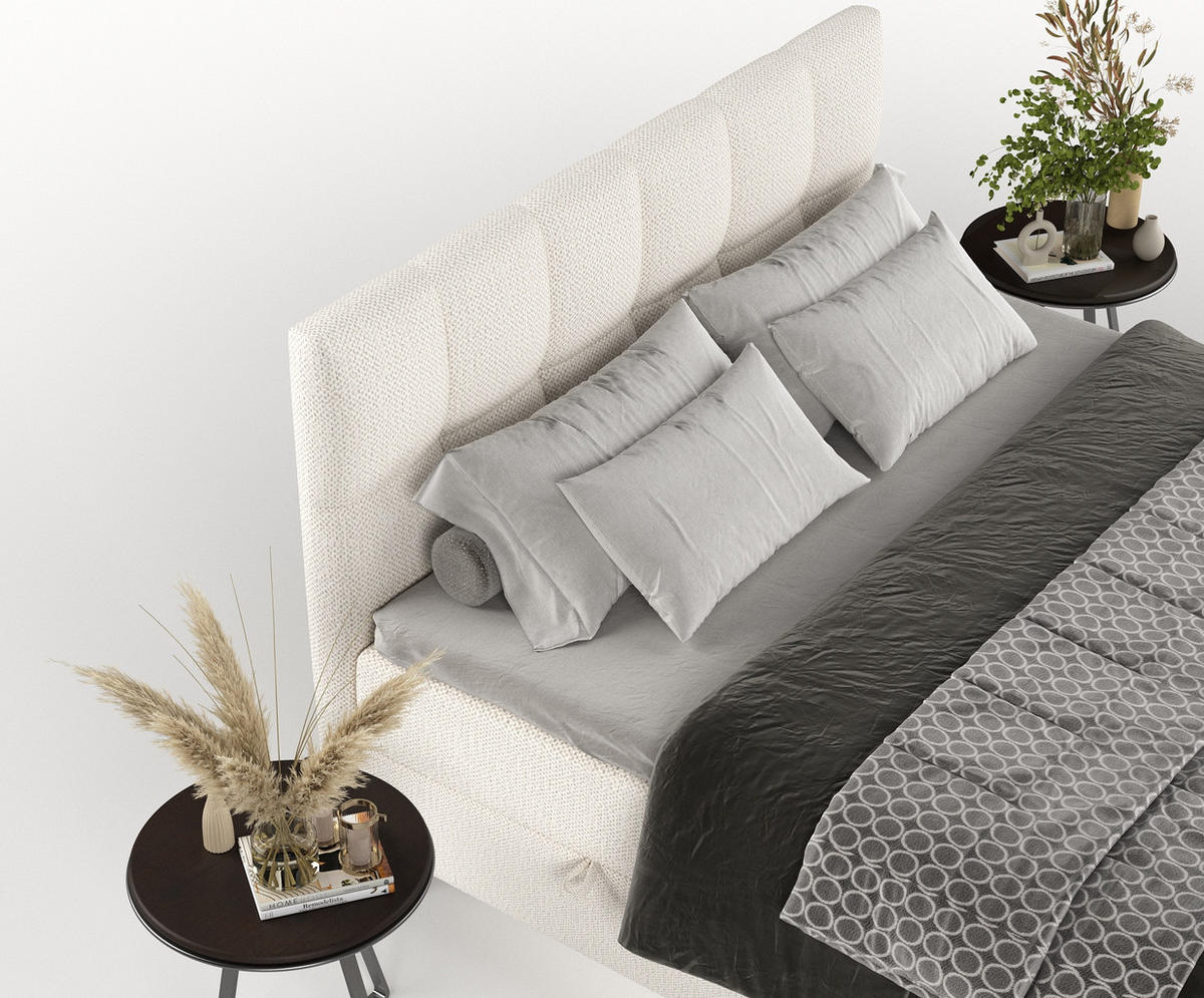 BOXBETT Arlette Creme 140/200 cm - Creme/Schwarz, Holz/Holzwerkstoff (140/200cm) - Maison de Reve