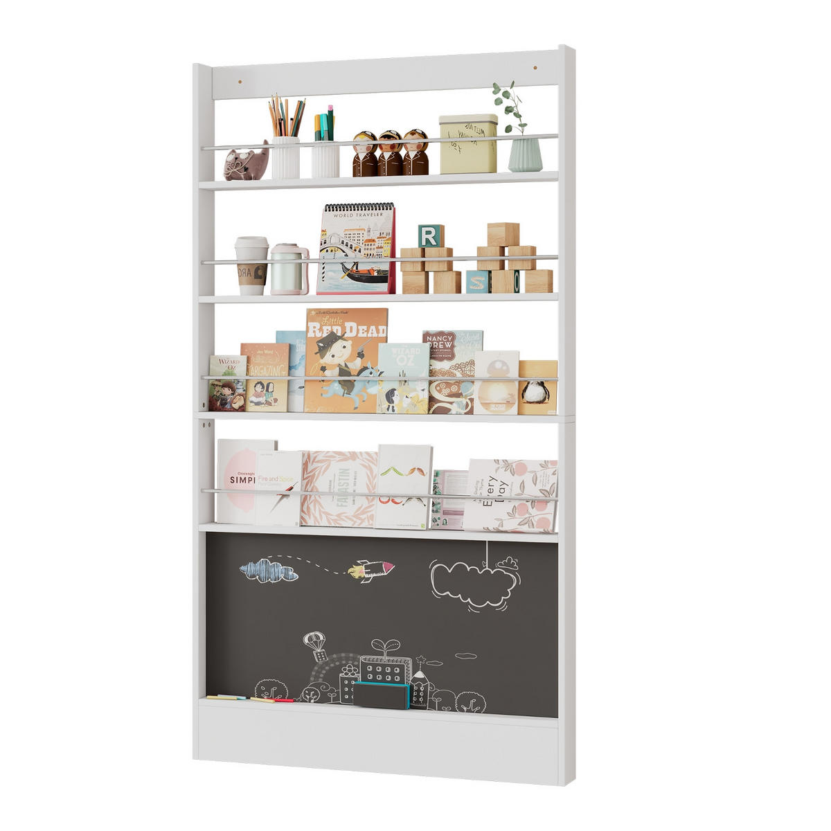 KÜCHENSCHRANK Set weiß, 2-teiliges Set, 120/45/74 cm, MDF, Weiß, MIT 5 SCHUBLADEN, Bücherregal für Kinderzimmer - Weiß, Holzwerkstoff (45/180/220cm) - Rolipo