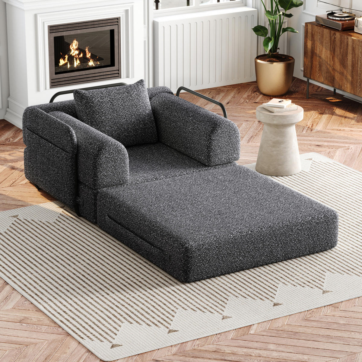 SCHLAFSOFA 2 in 1 , Schlafcouch mit Bettfunktion, Stauraum Chenille,Grau - Grau, Textil (94/69/91cm) - PARAFTA HOME