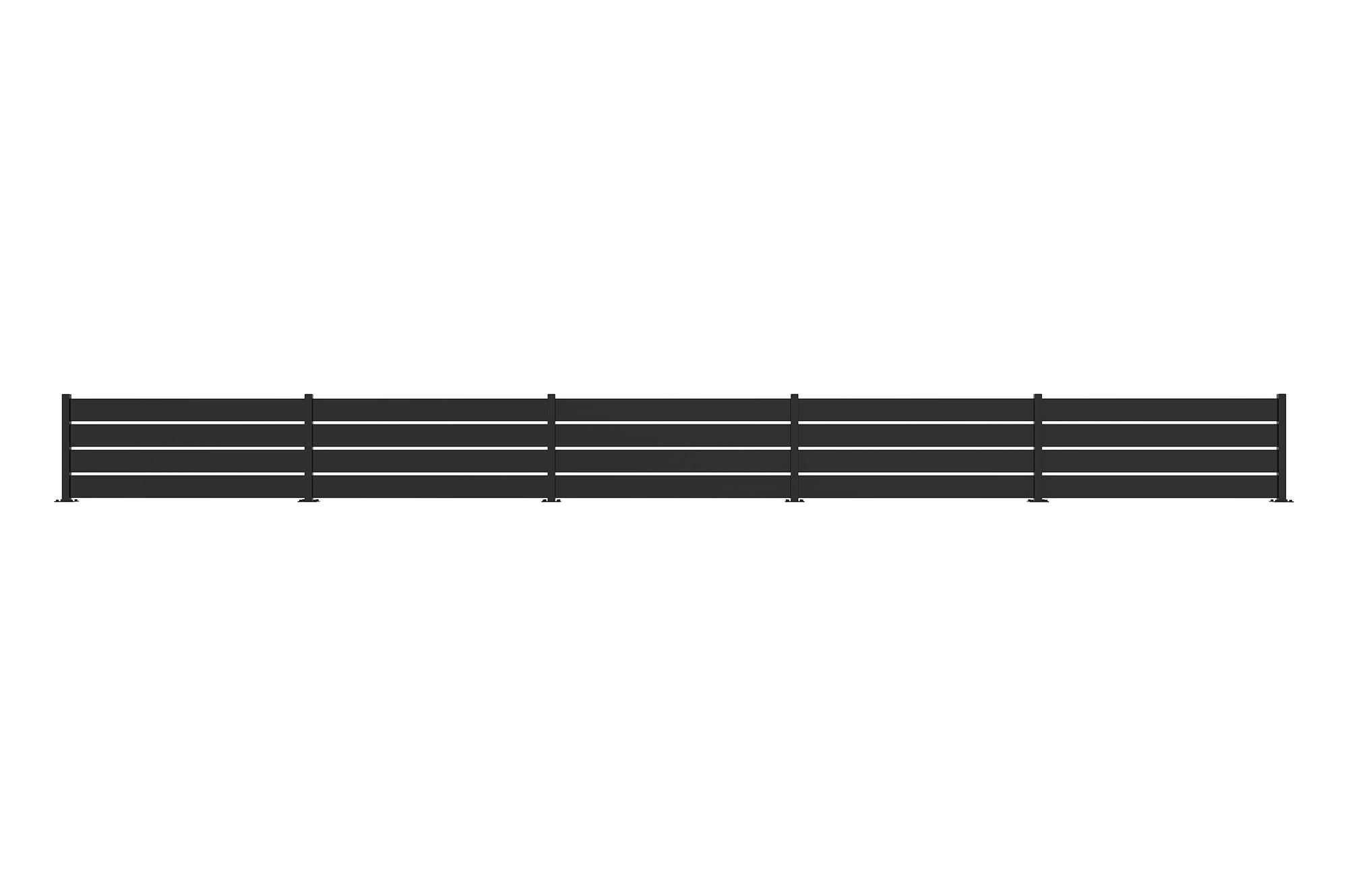 HALBOFFENER Zaun Velino 10m x H.80cm schwarzer Stahl - Schwarz, Metall (1000/84cm) - Casanoov