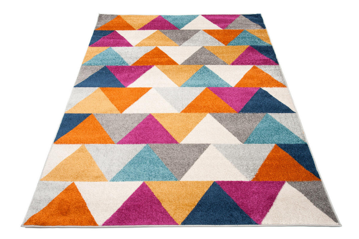 TEPPICH LAZUR Weiß Orange 140/190 cm - Dunkelorange/Multicolor, Kunststoff (140/190cm) - Tapiso