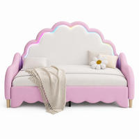 POLSTERBETT 140/200 mit LED und PU in Rosa,umwandelbar in eine Liegefläche - Rosa, Holzwerkstoff/Textil (140/200cm) - EVRYAE
