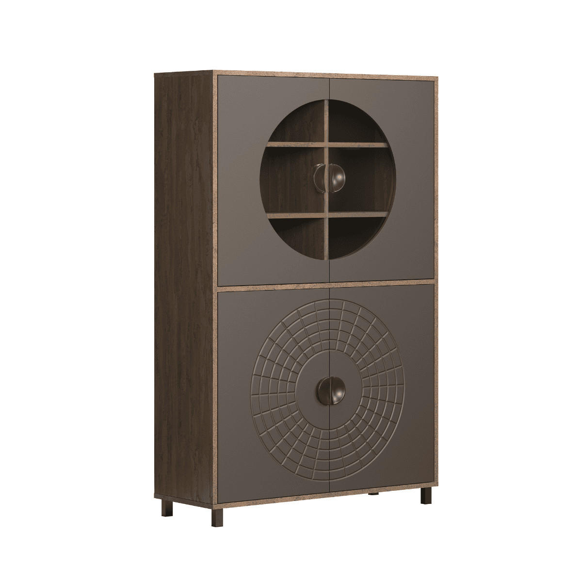 SIDEBOARD mit 4 türen, davon 2 mit gehärtetem glas - fusion 97/42/163 cm - Eschefarben, Holzwerkstoff (42/163/13cm) - Calicosy
