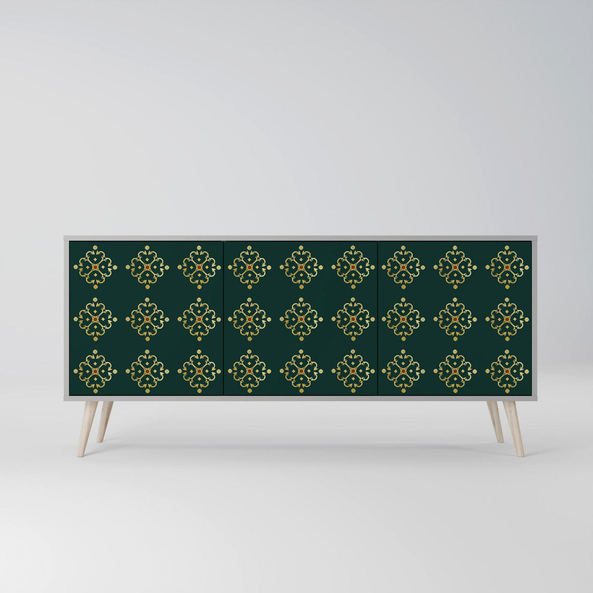 SIDEBOARD ROYAL MEDALLION, Eicheneffekt, 164,5x42x77,5 cm, 3 Türen - Eichefarben/Buchefarben, Holzwerkstoff/Buchenholz (164.5/77.5/42cm) - SpaceRebels