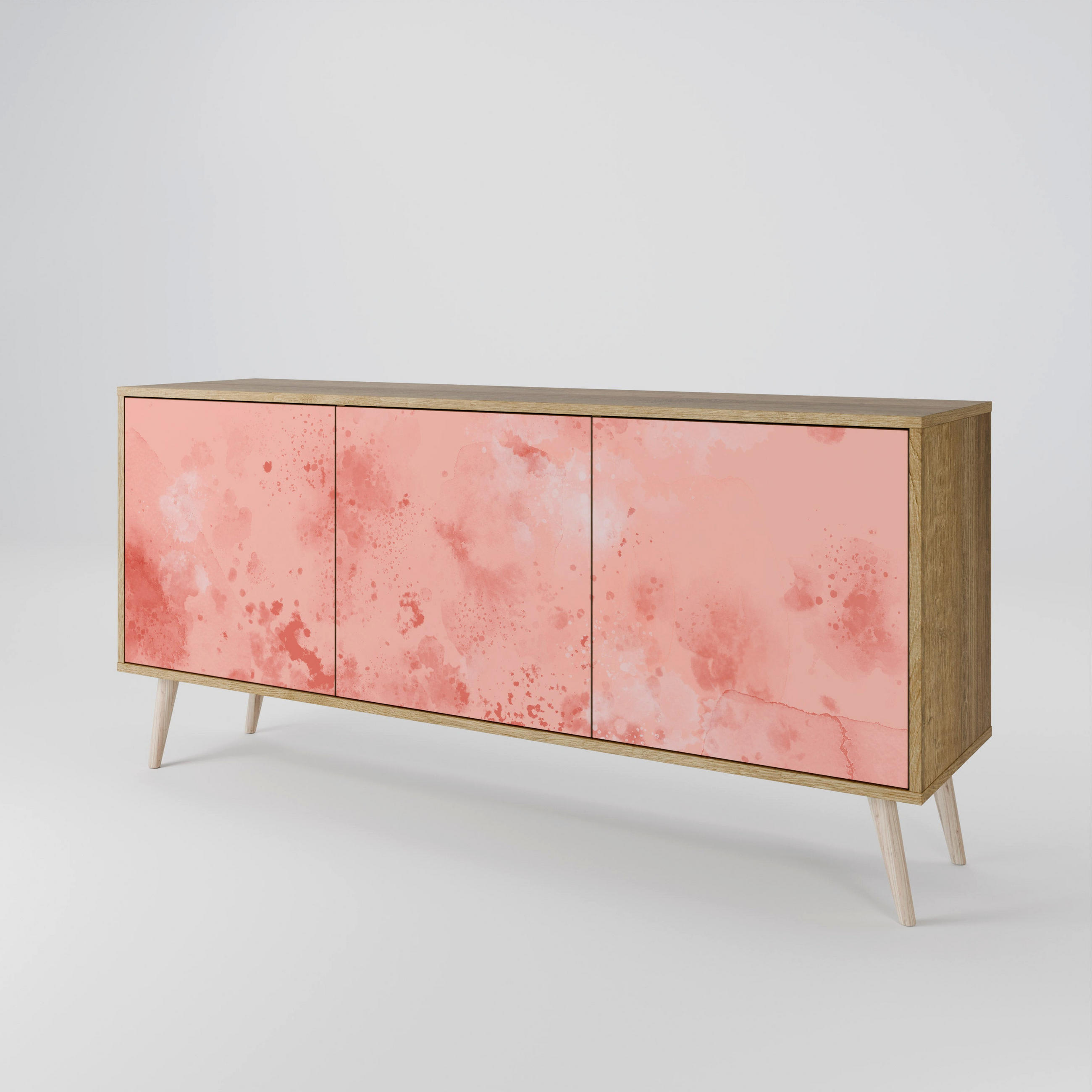 SIDEBOARD CRANE DANCE, Eicheneffekt, 164,5x42x77,5 cm, 3 Türen - Eichefarben/Buchefarben, Holzwerkstoff/Buchenholz (164.5/77.5/42cm) - SpaceRebels