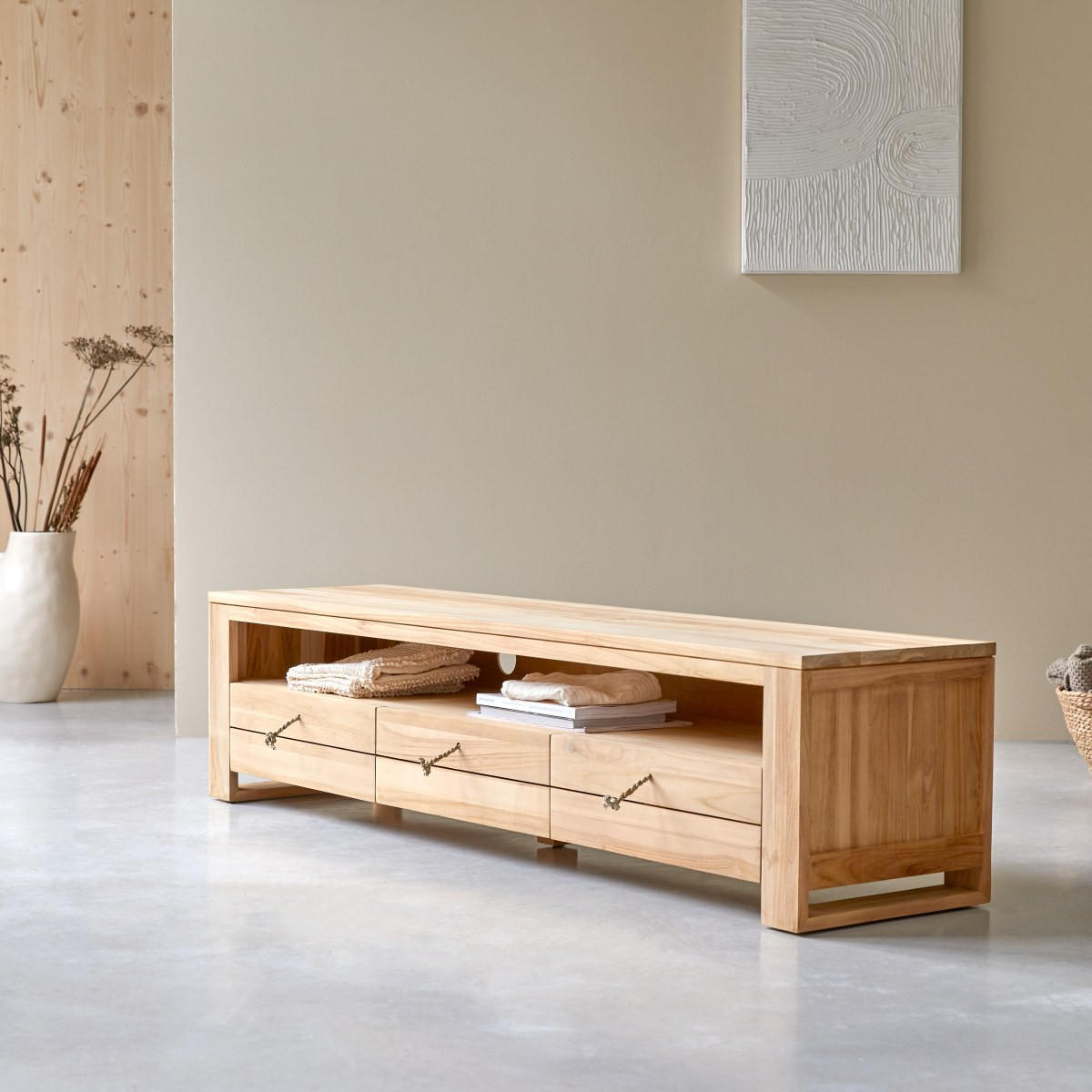 TV-SCHRANK Minimalys Natur aus Teak - Naturfarben, Holz (170/40/40cm) - Tikamoon