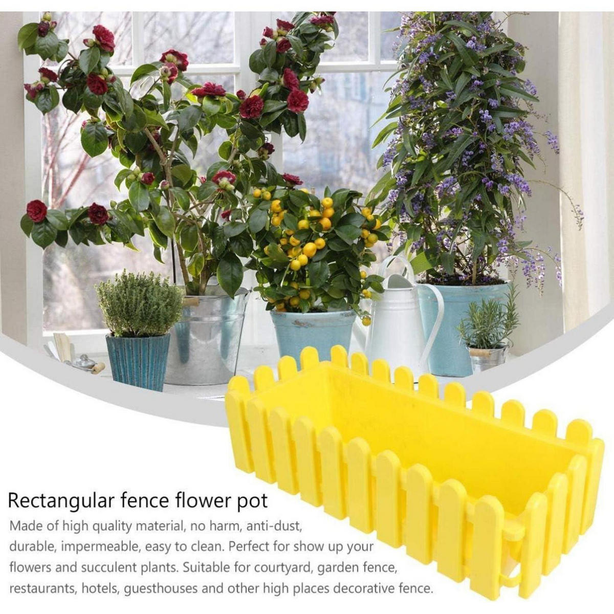 RECHTECKIGER Blumentopf Gelb 43.5 x 18.5 cm - Gelb, Kunststoff (18.5/13.5/13.5cm)