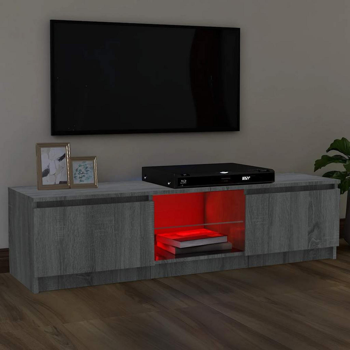 TV-SCHRANK Mit Led-Leuchten Grau Sonoma 120/30/36 Cm - Grau, Holzwerkstoff (30/36/120cm) - vidaXL
