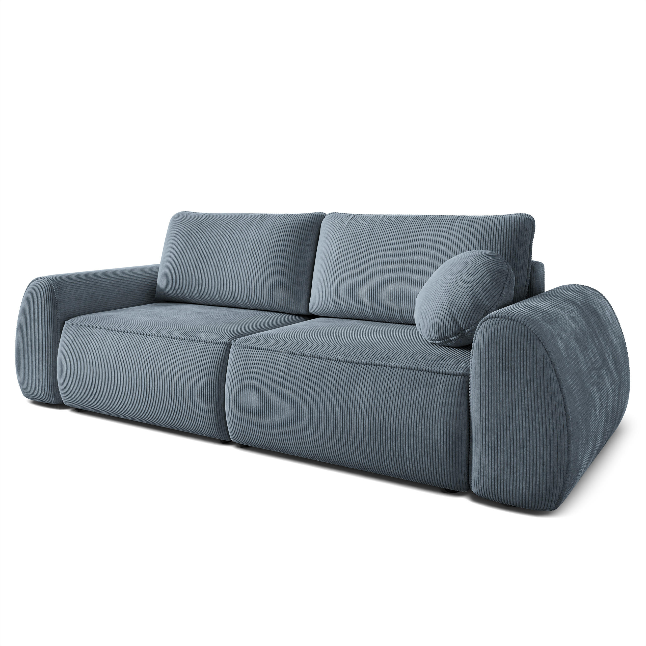 BETTSOFA ZEFEO Grau Kordstoff mit Schlaffunktion - Grau, Textil (264/96/106cm) - MASSENO