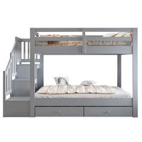 HOLZ-ETAGENBETT 140 x 200 cm mit Stauraumleiter, Grau - Grau, Holz (140/200cm) - FLIEKS