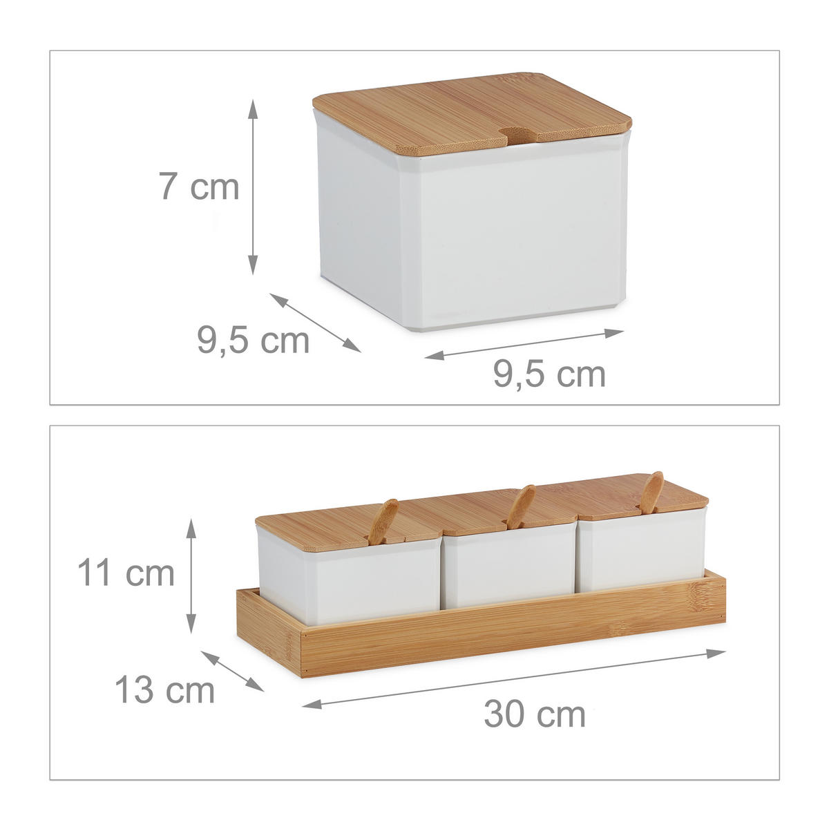 GEWÜRZBEHÄLTER-SET - Multicolor, Holz/Kunststoff (30/11/13cm) - Relaxdays