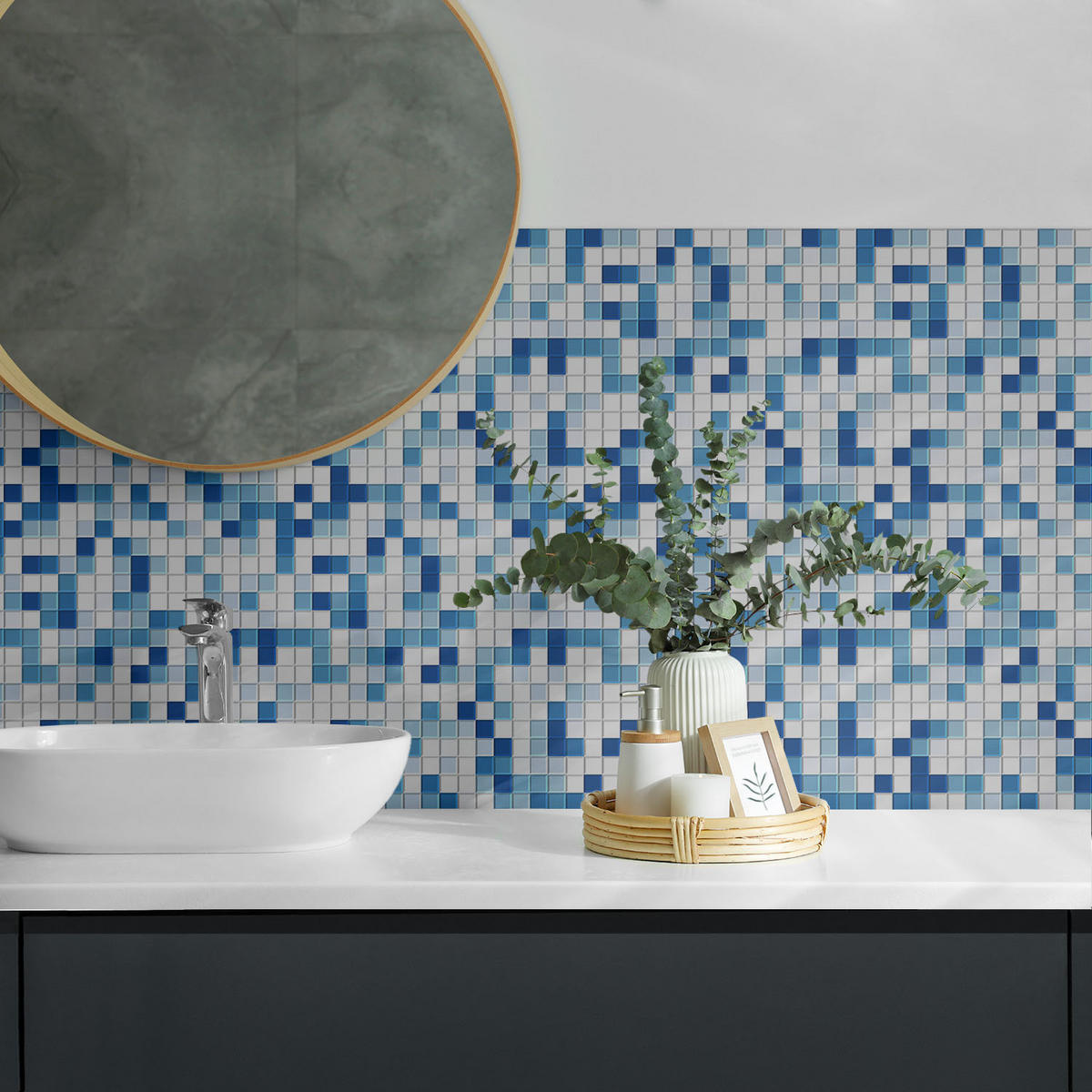 WANDPANEEL 9 Stück 30x30 cm selbstklebend Dunevale - Hellblau, Kunststoff (30/1.6/30cm) - Wallfluent