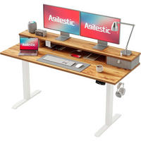 SCHREIBTISCH Höhenverstellbar Elektrisch 140 x 60 cm Hellbraun - Braun, Holzwerkstoff (140/60/75cm)