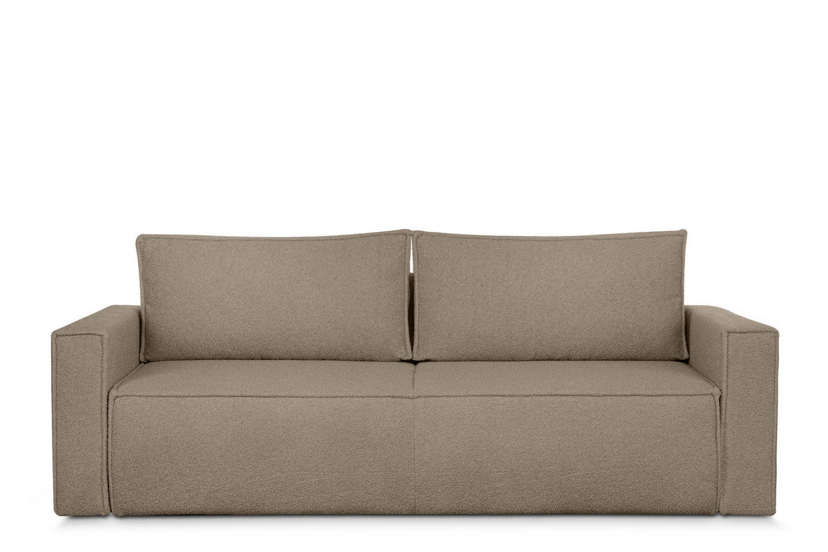 3-SITZER-SOFA NAPI II mit Schlaffunktion, dunkelbeige - Beige/Braun, Textil (228/89/101cm) - KONSIMO®