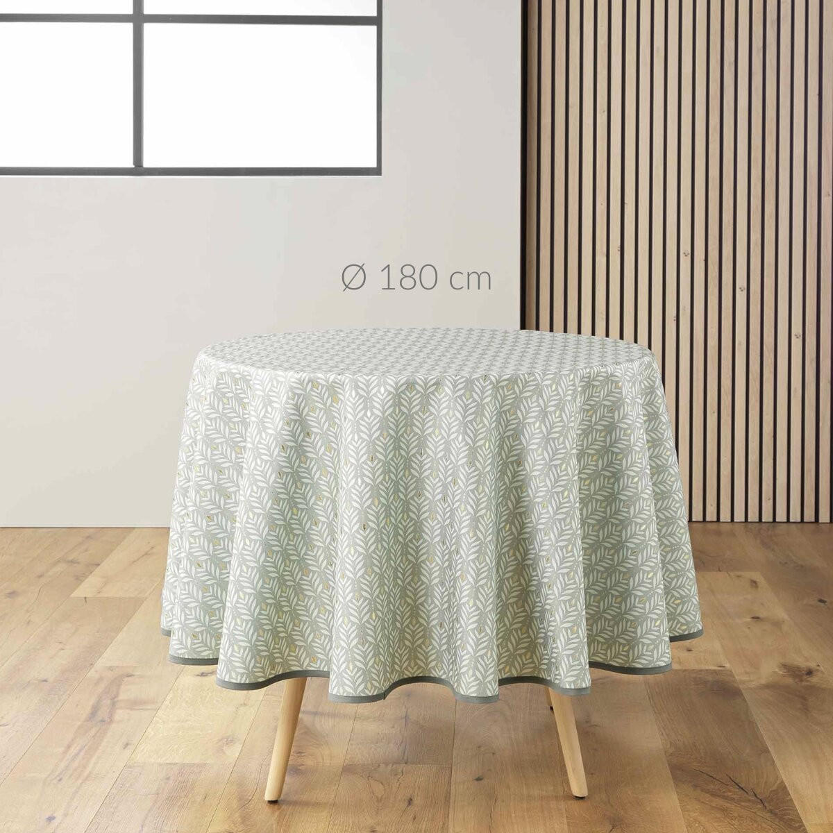 TISCHDECKE Glänzendes Muster Ø 180 cm - Hellgrün, Textil (180cm) - Douceur d´intérieur