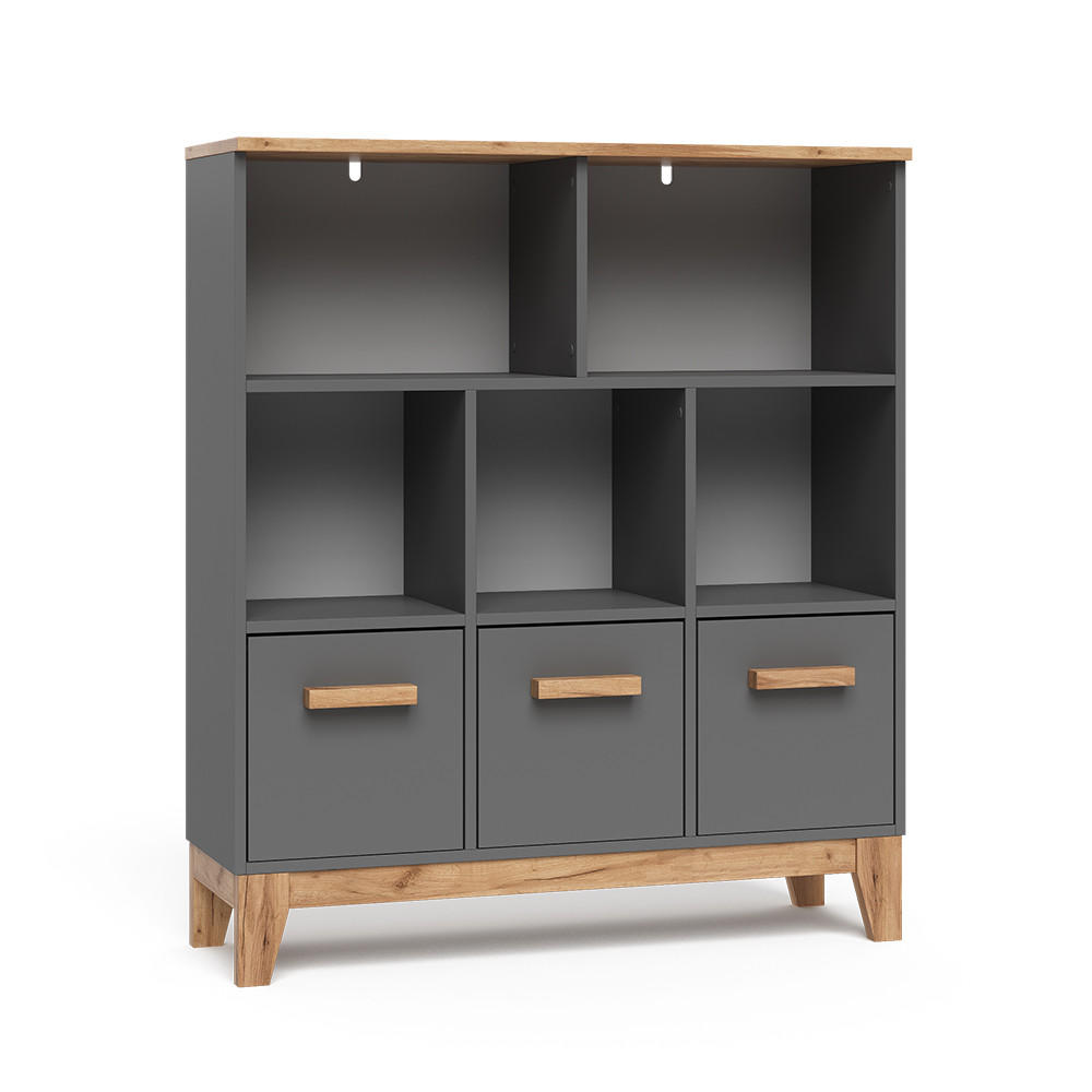 KINDERREGAL Malia Grau/Artisan 98.4 x 113.4 cm - Grau, Holzwerkstoff (98.4/113.4/32.6cm) - VitaliSpa
