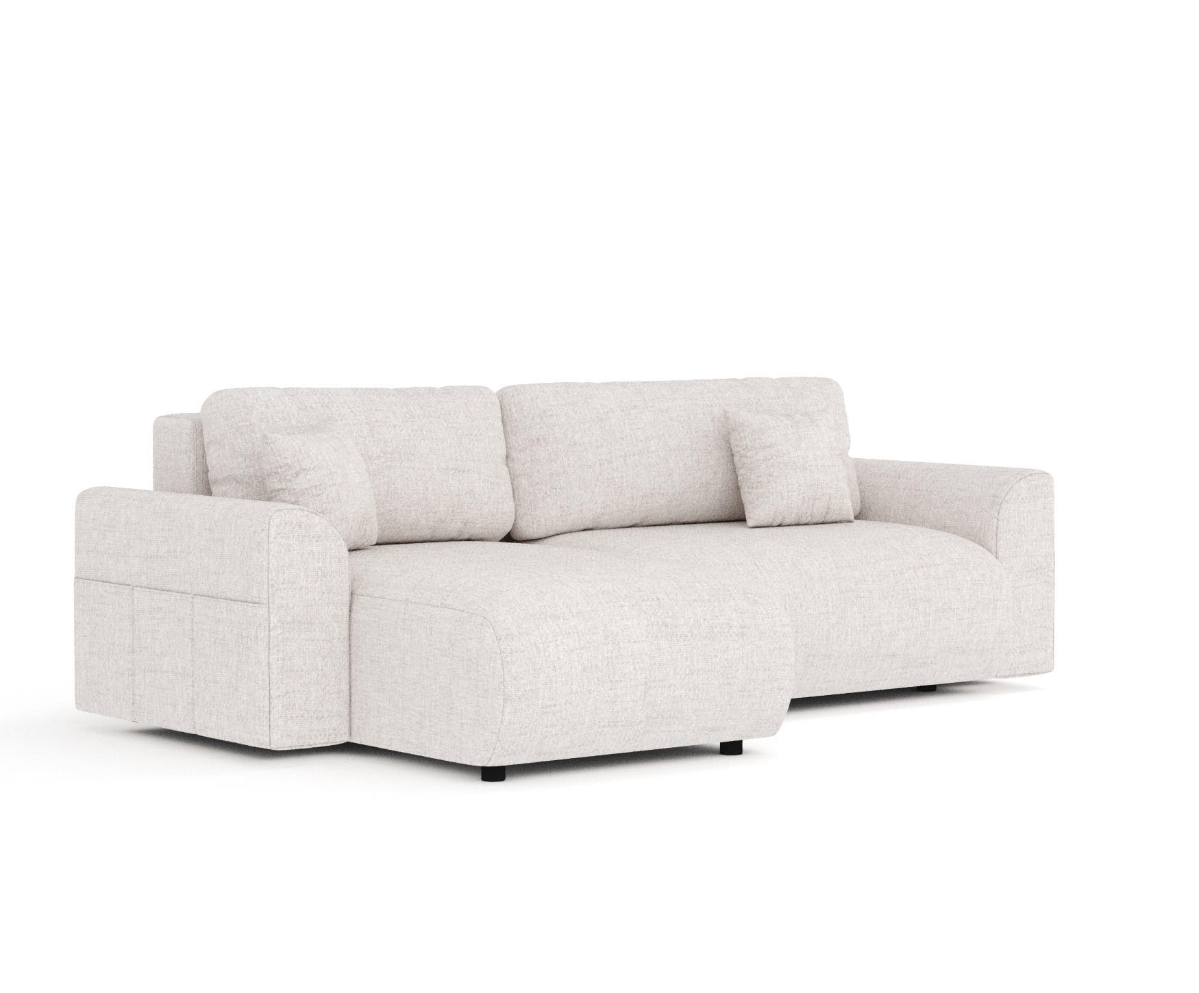 ECKSOFA MIT SCHLAFFUNKTION Bodega Beige Webstoff - Beige/Schwarz, Holz/Holzwerkstoff (235/138cm) - Maison de Reve