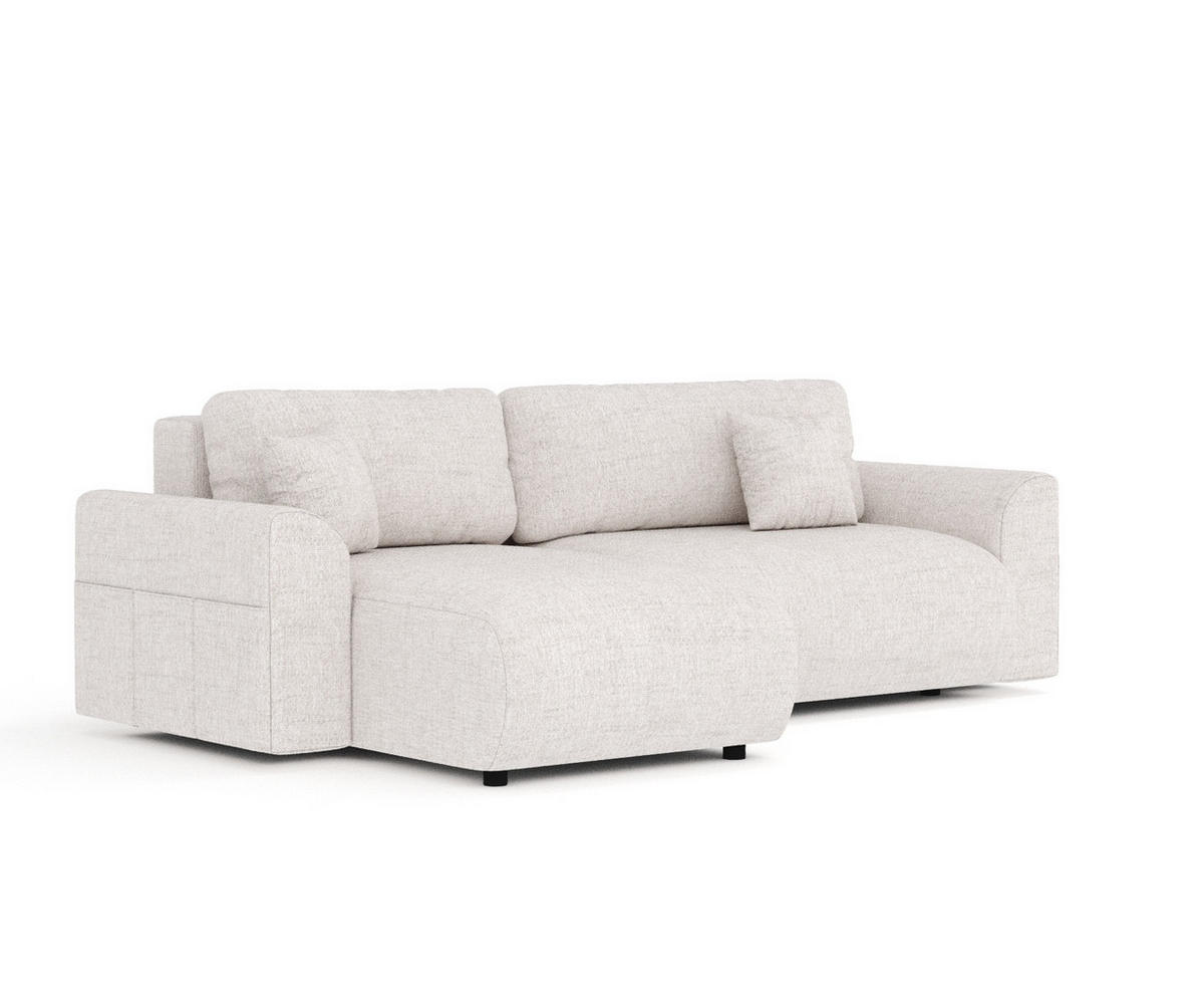 ECKSOFA MIT SCHLAFFUNKTION Bodega Beige Webstoff - Beige/Schwarz, Holz/Holzwerkstoff (235/138cm) - Maison de Reve