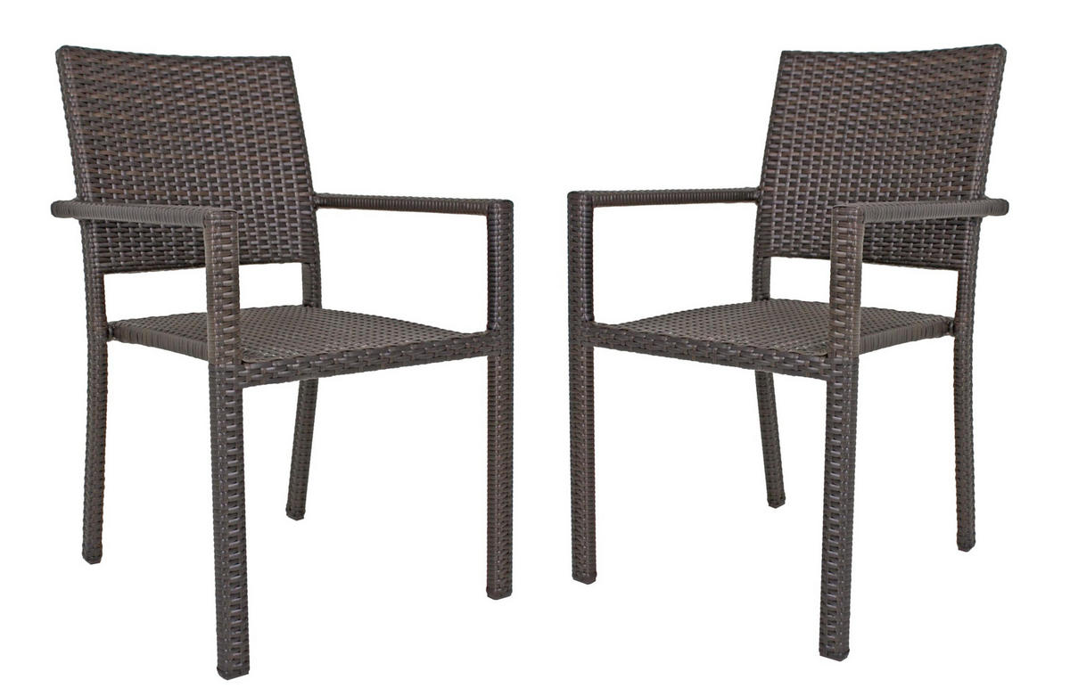 GARTENSTUHL Leif 2er Set Stapelstuhl - Braun, Kunststoff (57/88/55cm) - DELUKE