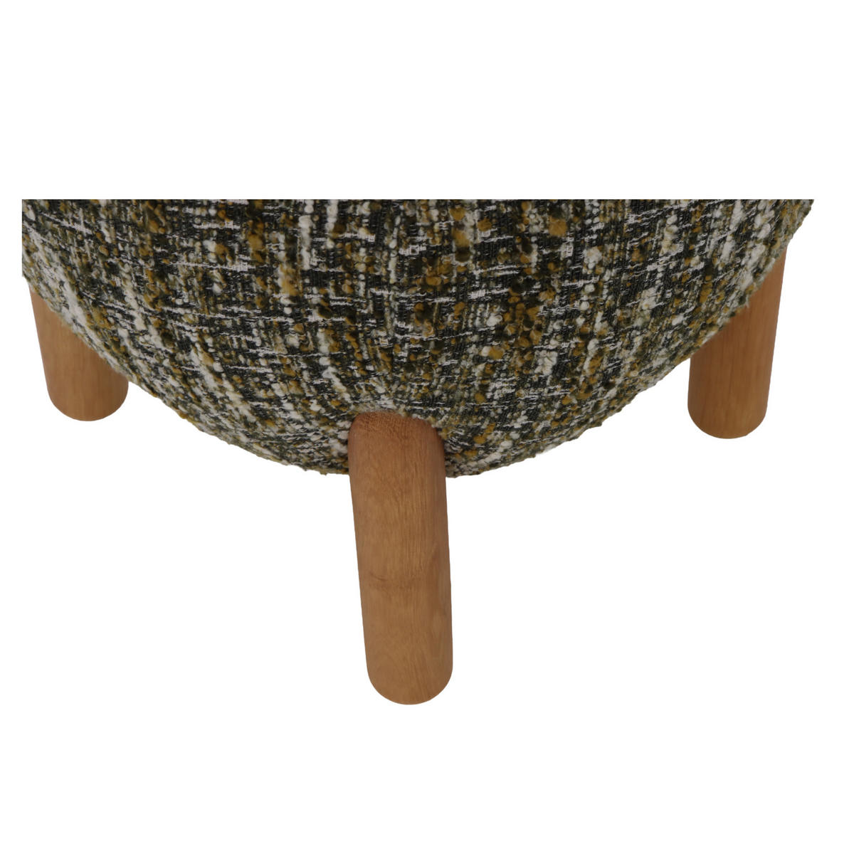 HOCKER Theo, Natur Massiveiche + grüner Stoff - Grün, Holz (45.5/52/45.5cm) - WOODEK