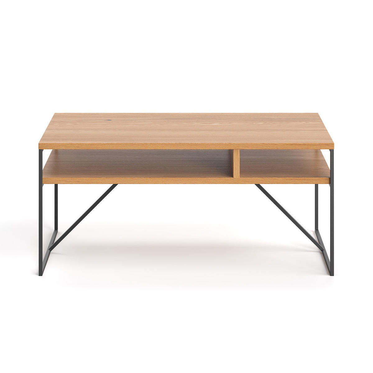 COUCHTISCH Holden aus massivem Eichenholz 80 cm - Eichefarben/Schwarz, Holz/Metall (80/60/45cm) - Danzz