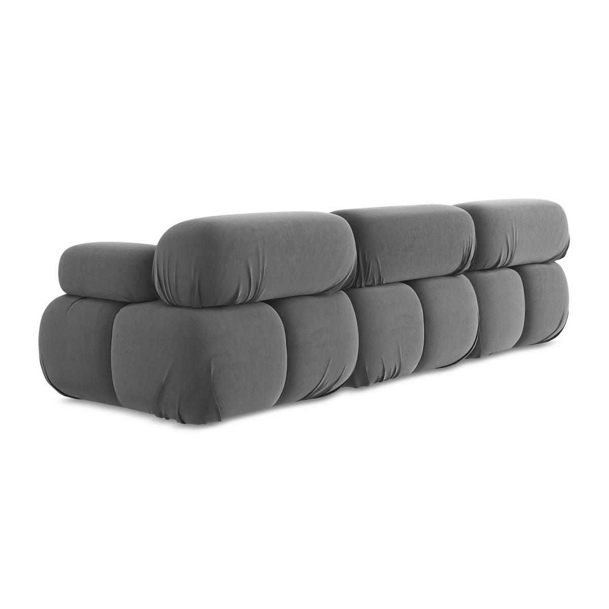 3-SITZER SOFA Samt Stoff Grau - Dunkelgrau/Schwarz, Kunststoff/Textil (285/70/96cm) - LaMiaSofa