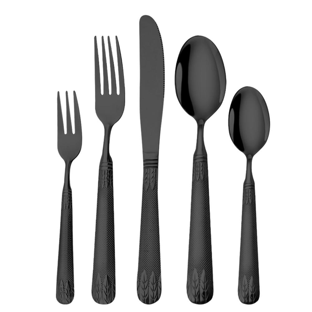 BESTECK-SET 20-teiliges Besteckset Edelstahl schwarz - Schwarz, Metall
