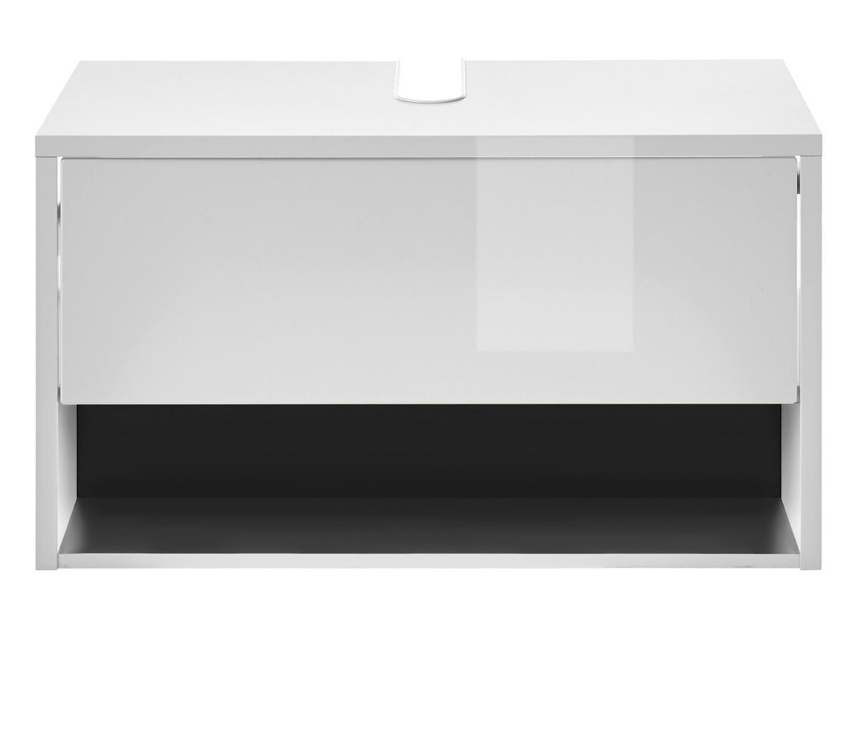 WASCHBECKENUNTERSCHRANK in weiß Hochglanz und grau 80 cm Glide - Weiß Hochglanz/Grau, Holzwerkstoff/Metall (80/44/46cm) - Furn.Design