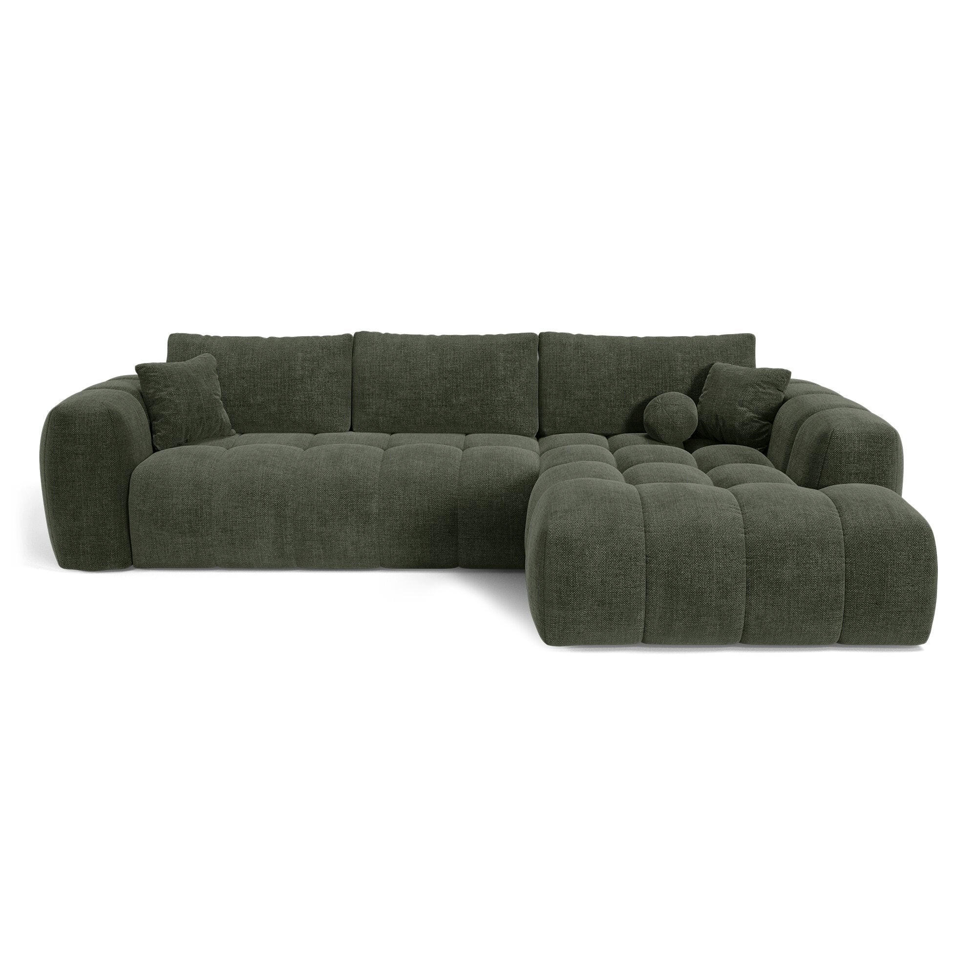 ECKSOFA rechtwinklig SKY Köpergewebe Vintage-Grün 310cm - Dunkelgrün/Grün, Textil (310/180cm) - Premium Interiors
